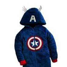 Marvel Mameluco con gorro bordado sin pie Capitán América - Azul Marino - Ver 3