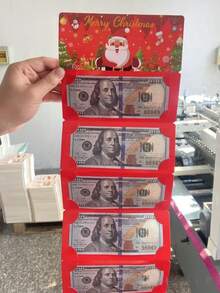 2025 Nowy banknot dolarowy Świętego Mikołaja z 10 gniazdami w czerwonej kopercie, świąteczna niespodzianka, skarbonka na przyjęcie, kartka z życzeniami dla dzieci