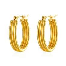 1 Pair Minimalist Multi-Layer Stainless Steel Earrings, Versatile For Women Daily Wear And Dates