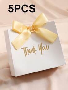5/10pcs Kraft Paper Mini Gift Bags/Boxes, Foil Thank You Pattern Design With Gold Ribbon Bow, Suitable For Wedding, Valentine's Day, Birthday Party, Holiday Small Gifts Packaging, Halloween Candy, Snacks, Christmas Gifts, Christmas Tree Decor - Thank You Box - View 16