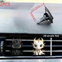 How to Train Your Dragon 2D Plano, Ambientador de Rejilla de Aire Acondicionado de Coche en Negro y Blanco con Diseño de Toothless, Clip para Rejilla de Coche, Decoración de Rejilla Acrílica, Decoración Interior de Coche, Fragancia Aleatoria, Ambientador de Coche, Accesorios Hermosos para el Interior del Coche