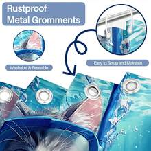 Set Of 4 Cute Ocean Diving Cat Pattern Shower Curtains For Room Home, Bathroom Decoration, Suitable For Romantic Friends And Family, For Friends Who Love Cats, Comes With 12 Auxiliary Hooks