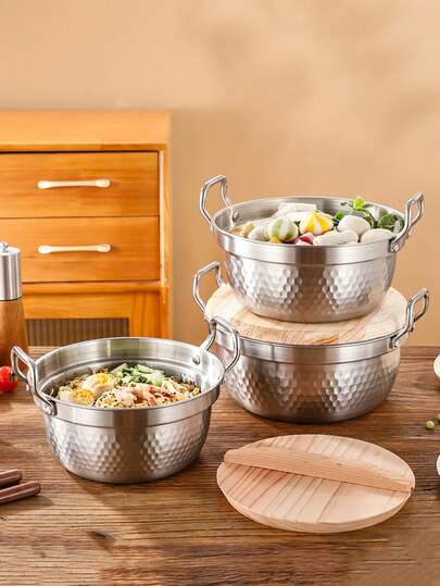 1 szt. Garnek ze stali nierdzewnej, domowy garnek do zupy z teksturą, odpowiedni do gotowania, gotowania makaronu, biwakowania, akcesoriów obiadowych dla rodziny, akcesoriów na imprezę świąteczną