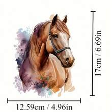 1 peça/2 peças/3 peças Patches de Transferência de Calor de Cavalo Correndo em Aquarela, Adesivos Laváveis DIY Adequados para Camisetas, Denim, Moletons, Sacolas, Almofadas - Multicolorido - Visão 15