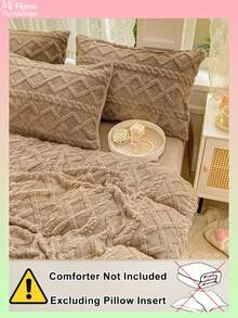 3pcs Taupe Velvet & Taupe Plush Bedding Set, Includes 1 Duvet Cover & 2 Pillowcases, Soft & Comfortable Home Textile, Available In Multiple Colors, Suitable For Dorm, Simple & Fashionable Bedroom Decor, Machine Washable, Fluffy & Soft Duvet Cover Set - Coffee Brown - View 4