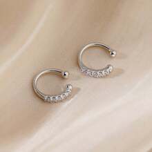 1pc S925 Silver Nose Ring Nose Stud Earring Cartilage Clip Rhinestone Earring, Unique Bohemian Nose Clip, Fake Nose Ring No Piercing Required