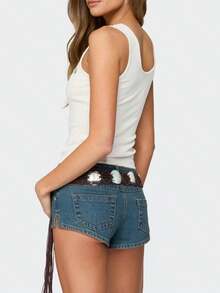 Women's Y2K Sequin Beaded Tank Top U Neck Sleeveless Backless Sparkly Crop Tops Summer Going Out Clubwear - trắng - Xem 4