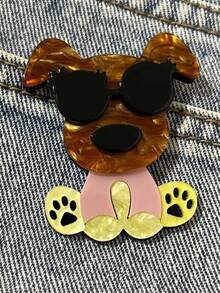 1pc Cartoon Creative Long Dress Brooch, Fashionable Puppy Acrylic Brooch For Women, Clothing & Bag Accessory00 Jewelry Costume Accessories Bag Charms Office Accessories