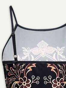 Women's Bohemian Style Backless Graphic Print Dress, Vacation & Inspired, Spring/Summer - Black - View 5