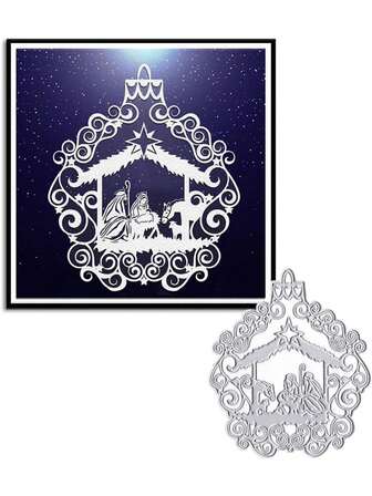 Molde de corte para scrapbook, 1 pieza de molde de metal gris con diseño de Jesús Cristo navideño, adecuado para decoración de scrapbook, manualidades de papel DIY para scrapbook, artesanía de estampado, artesanía y elaboración de tarjetas de felicitación