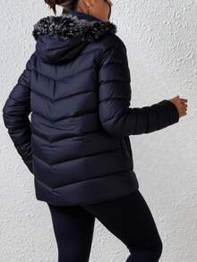 Chamarra Mujer Manga Larga Clima Frio Capucha Afelpada Desmontable Forro Suave Cierre Frontal Bolsillos Funcionales Ideal Para Uso Diario Cómoda Practica - Azul - Ver 2