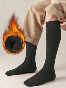 1/3 双装（随机发货）男士加厚保暖过膝袜，带保暖内衬雪地袜，柔软保暖，适合日常/商务/居家穿着