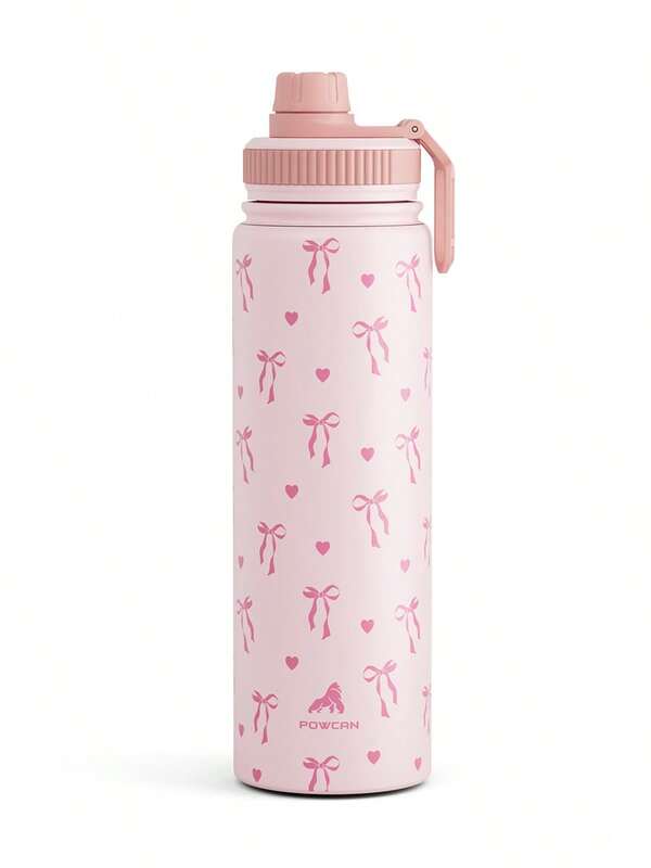 18/26/40 Oz Insulated Stainless Steel Patterned Sports Water Bottle With Spout And Handle Lid, Wide-Mouth Water Bottle With Double Wall Leak Proof, Keeps Cold For 24 Hours, Keeps Warm For 12 Hours