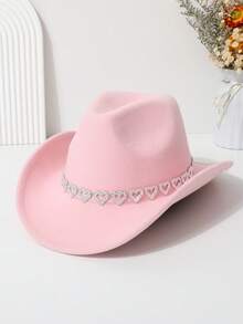 1 件优雅简约牛仔帽，配有水钻镂空心形腰带，非常适合毕业典礼、度假和派对万圣节 - 彩色 - 查看 32