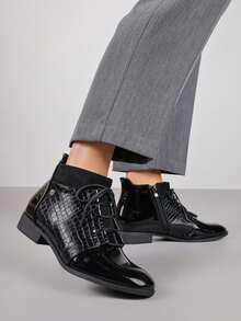 Bottines à lacets pour femmes - Bottes d'hiver chics et décontractées - Gris foncé - Voir 2