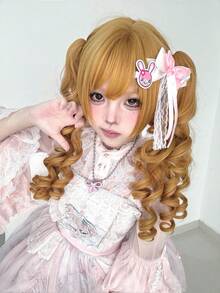 alicegarden 1 Synthetic Heat-Resistant Wig With Bangs, A Golden Long Rolled Wig, 18 Feet Long, Made Of Fiber, Suitable For Daily Use, Natural Simulation Wig - Gold - View 5