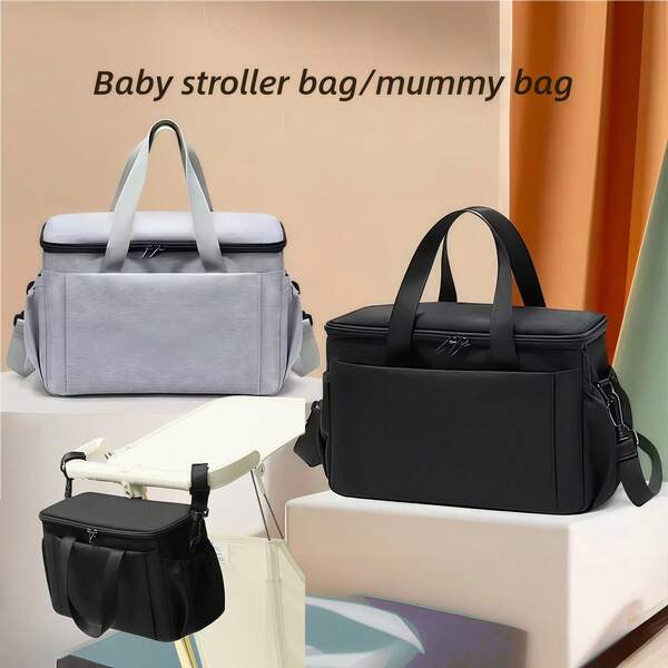 Waterproof Baby Stroller Storage Bag, Mommy Bag Can Be Backpack Or Hanging, Diaper Bag For Baby Stroller, Crossbody Tote Handbag, Mommy & Baby Carriage Organizer Bag