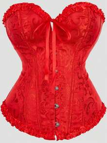 女士复古提花胸衣上衣，塑形紧身胸衣式性感抹胸露脐上衣，适合派对、万圣节、节日和其他场合