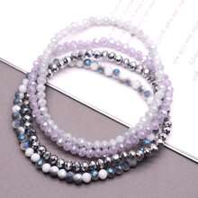 4pcs/Set Engraved Glass Bead Elastic Bracelets, AB Effect Glass Beads, Multi-Color Green & Blue Handmade Beaded Bracelets - Glass Bracelet - View 28