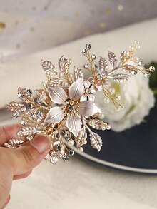 1 件装婚礼发梳夹新娘水晶婚礼发饰适用于新娘和伴娘头饰情人节 - 金色 - 查看 13