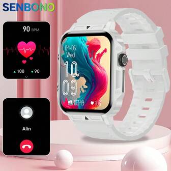 SENBONO Smart Watch(Make/Answer Call), 1.95"HD Activity Touch Screen, Fitness Tracker With Heart Rate/Sleep/Blood Monitor, Many Sport Modes,Smartwatch For Women And Men