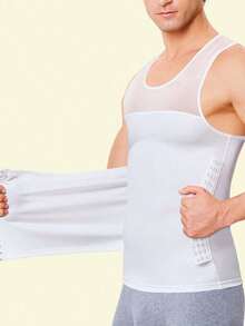 TAILONG Compression Shirts For Men Shapewear Chest Abdomen Control Body Shaper Slimming Undershirt Workout Vest Tank Top - White - View 11