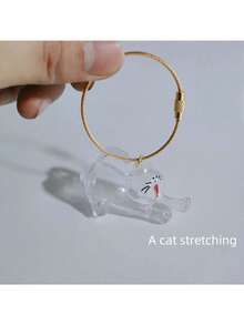 1个透明宠物毛发收纳吊坠袋，猫毛收集胶囊，宠物主人钥匙扣纪念品，猫咪圣诞礼物，趣味复古猫咪服装配饰，可爱猫咪钥匙扣，猫咪小饰品 - 金色 - 查看 13
