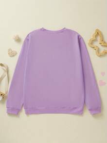 Mommy And Me Matching Outfits Mama And Mini Long Sleeve Crewneck Pullover Tops Mother Baby Sweatshirt Clothes - Màu tím - Xem 3
