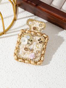 1pc Elegant & Exquisite Black & White Creative Perfume Bottle Rhinestone Encrusted Brooch, Luxurious Jewelry Lapel Pin, Suitable For Daily Wear, Gift For Occasions - Small Flower - View 25