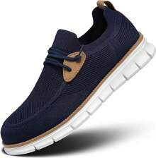 Mens Casual Loafers Shoes Slip On Fashion Walking Dress Sneakers Business Oxfords Work Lightweight Soft Sole Zapatos-20256688 - 深藍色 - 查看 1