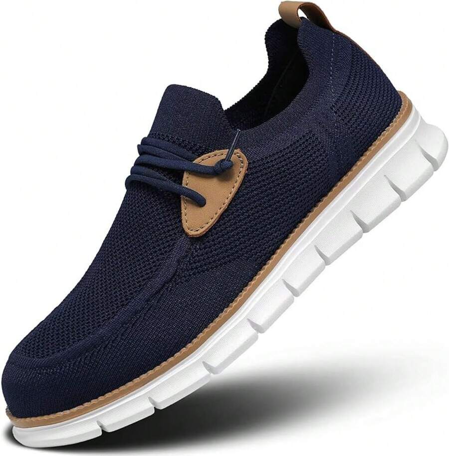 Mens Casual Loafers Shoes Slip On Fashion Walking Dress Sneakers Business Oxfords Work Lightweight Soft Sole Zapatos-20256688 - 深藍色 - 查看 1