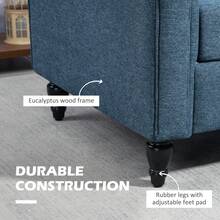 HOMCOM Vintage Loveseat, Upholstered Love Seat Furniture, Chenille-Feel Fabric 2 Seater Sofa Couch With Rolled Arms, Gourd-Shaped Rubber Wood Legs For Living Room, Dark Blue - 藏蓝色 - 查看 4