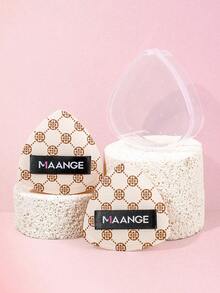 MAANGE 1pc Highly Absorbent Triangle Powder Puff Professional Portable With Case Travel Makeup Sponge Dry And Wet Dual-Use Foundation Puff Cosmetic Applicator For Powder Liquid Facial Makeup Tools Gift For Women & Girl - 杏色 - 查看 6