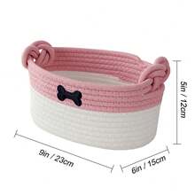 Inwagui 1 Stück minimalistischer gewebter Aufbewahrungskorb für Katzen- und Hundespielzeug, künstlerischer Dekorationskorb mit Knotengriff für Schreibtisch und Kosmetikorganisation, Kleinigkeiten, Schreibwaren, Badezimmerorganisation
