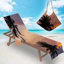 1 Stück schnelltrocknende Strandtuch, Mikrofaser Landschaftsmuster Strandtuch, Strandstuhllehne mit Tasche, geeignet für Strand, Badezimmer, Outdoor, Schwimmen, Pool, Camping, Picknick, Yoga, Tauchen, Urlaubszubehör, Reiseessentials