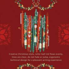 12pcs Christmas Gel Pens, Cartoon Retractable Ballpoint Pens With Classic Christmas Elements Like Santa Claus, Christmas Tree, Snowman, Reindeer, Black Ink, Suitable For School, Christmas Party Favors, Christmas Gift Fillers, Gift Packaging Decorations
