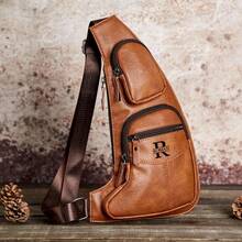 1PC Personalized Leather Crossbody Bag,Christmas Gift,Groomsmen Gifts, Crossbody Sling Bag,Leather Chest Bag For Men,Quality Travel Bag,Shoulder Bag For Dad