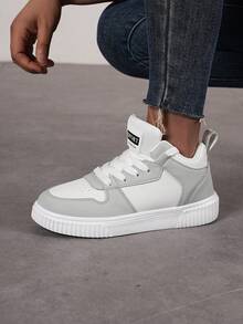 1 Pair Lightweight Thick-Sole Fashionable Casual Sneakers, Suitable For Campus, Street, Outdoor, High-Top Ankle Support, Unisex College Student Couple Sports Shoes