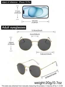 1 件男士休闲优雅复古圆框全框金属时尚眼镜，适合户外活动和服装