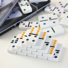 Christmas Double Six Color Dot Dominoes In Collectors Tin Box Black - Multicolor - View 3