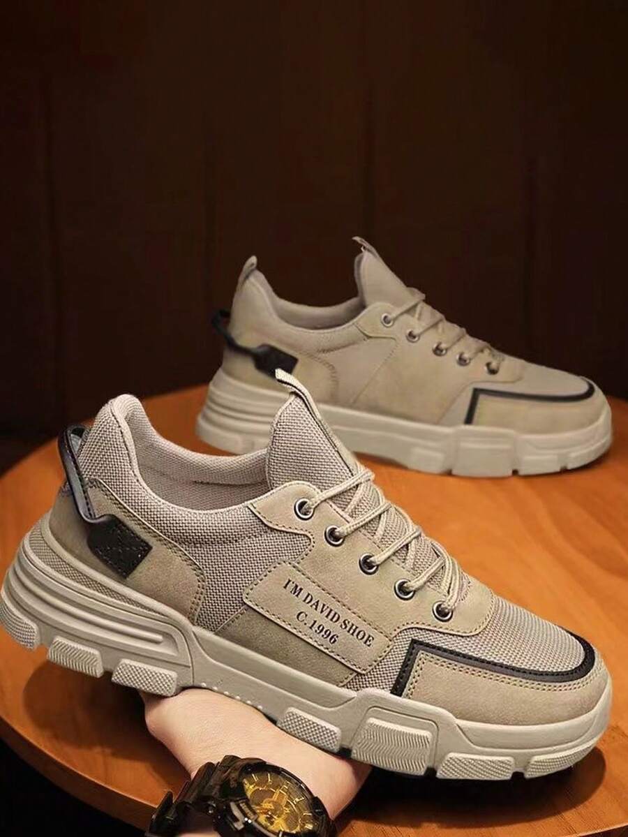 Botas de trabajo transpirables de malla en colores lisos para hombre, zapatos de trabajo resistentes y antideslizantes, botas Chelsea bajas para hombre, zapatillas informales para hombre, zapatos planos y bajos - Albaricoque - Ver 1