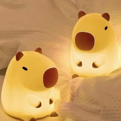 1pc Capybara Silicone Night Light, Battery Powered, Sleep Companion Bedside Lamp, Small Night Light For Children, Cute Night Light For Boys And Girls, Suitable For Room Decoration, Bedroom Decoration, Birthdays, Christmas, Holiday Gifts, Suitable For Indoor Bedroom, Living Room, Office Decoration, Children's Room Decoration, Baby Room Decoration
