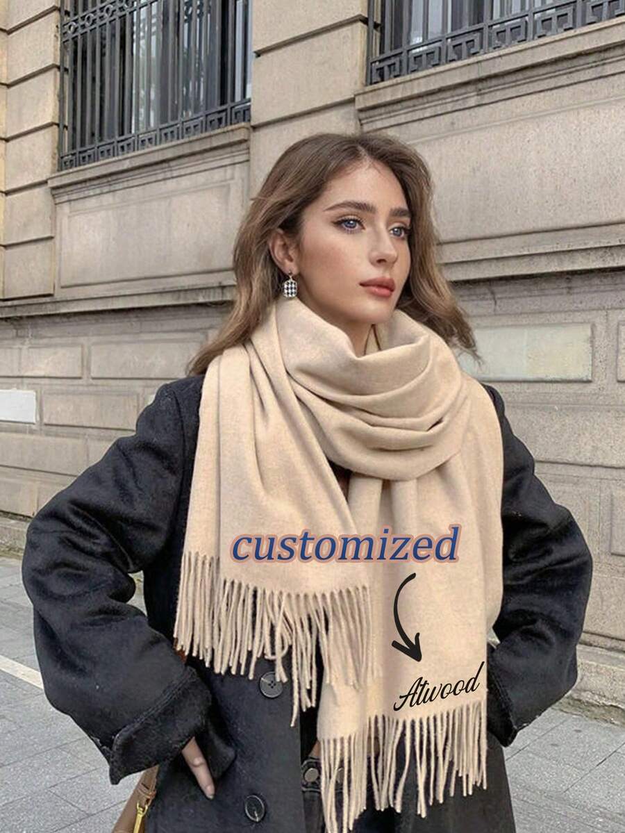 Customization Thick Autumn/Winter Shawl, Embroidered Personalized Custom Text Content, Solid Color Scarf,Elegant And Fashionable Scarf,Monogrammed Scarf, Personalized Scarf, Name Scarf, Winter Scarf, Scarf With Initials, Scarf With Initials, Outdoor Classic Solid Color Windproof Shawl, Custom Scarf,For Anniversaries,For Valentine's Day,For Mother's Day,For Birthdays,For Father's Day,For Graduation,For Weddings,For Housewarming