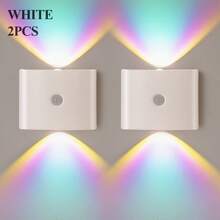 Wiederaufladbare LED Bewegungssensor Nachtlicht, Induktionslampe, LED Wandleuchte - Auto Ein/Aus, Batteriebetrieben (1200mAh) für Schlafzimmer, Flur, Treppe - Modernes minimalistisches Design, zeitgenössischer Stil, RGB Nachtlicht für Schlafzimmer, Treppenbeleuchtung, minimalistisches Licht, energieeffiziente Beleuchtung