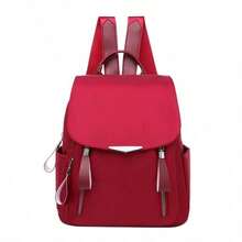 Women Simple Oxford Backpack, Multi Zipper Pockets Casual Travel Daypack Outdoor School Rucksack - Multicolor - View 10