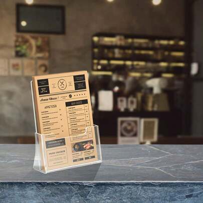 Brochure Holder 8.5 X 5.5 Inches/8.5 X 11 Inches/ 4 X 6 Inches Acrylic Flyer Holder With 2 Packs, Plastic Stands For Displaying Magazines, Pamphlets, Literature, Brochures, Booklets, Menu. Business Card Holder Desktop Display For Vertical Appointment Or Gift Cards In Salons CPAs And Medical Facilities Clear Acrylic Take One Dispenser