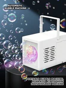 Compact & Portable Hand-Held Bubble Blower Toy For Kids, Fully Automatic Outdoor Water Play Toy For Boys & Girls, One-Button Colorful Bubble Blowing With Light (Batteries And Bubble Solution Not Included) - Multicolor - View 9
