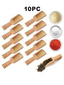 10pcs Mini Wooden Spoons, Bamboo Shower Salt Spoons, Tea Spoons, Laundry Powder Scoops, Milk Powder Scoops, Sugar Spoons, Multi-Purpose Wooden Spoons, Portable Spoons, Honey Spoons, Coffee Bean Scoops, Kitchen Utensils, Baking Tools - Khaki - View 15
