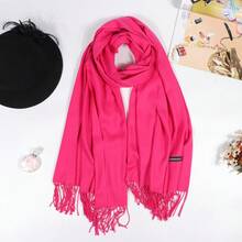 1 Stück Damen Einfarbiger Fransen Eleganter, leichter und weicher Schal für Outdoor Sonnenschutz