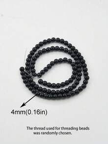 1 串黑曜石光滑圆珠天然石珠，4 毫米 6 毫米 8 毫米 10 毫米黑色圆形散珠，适用于 DIY 珠宝制作手链项链 - 黑色 - 查看 10